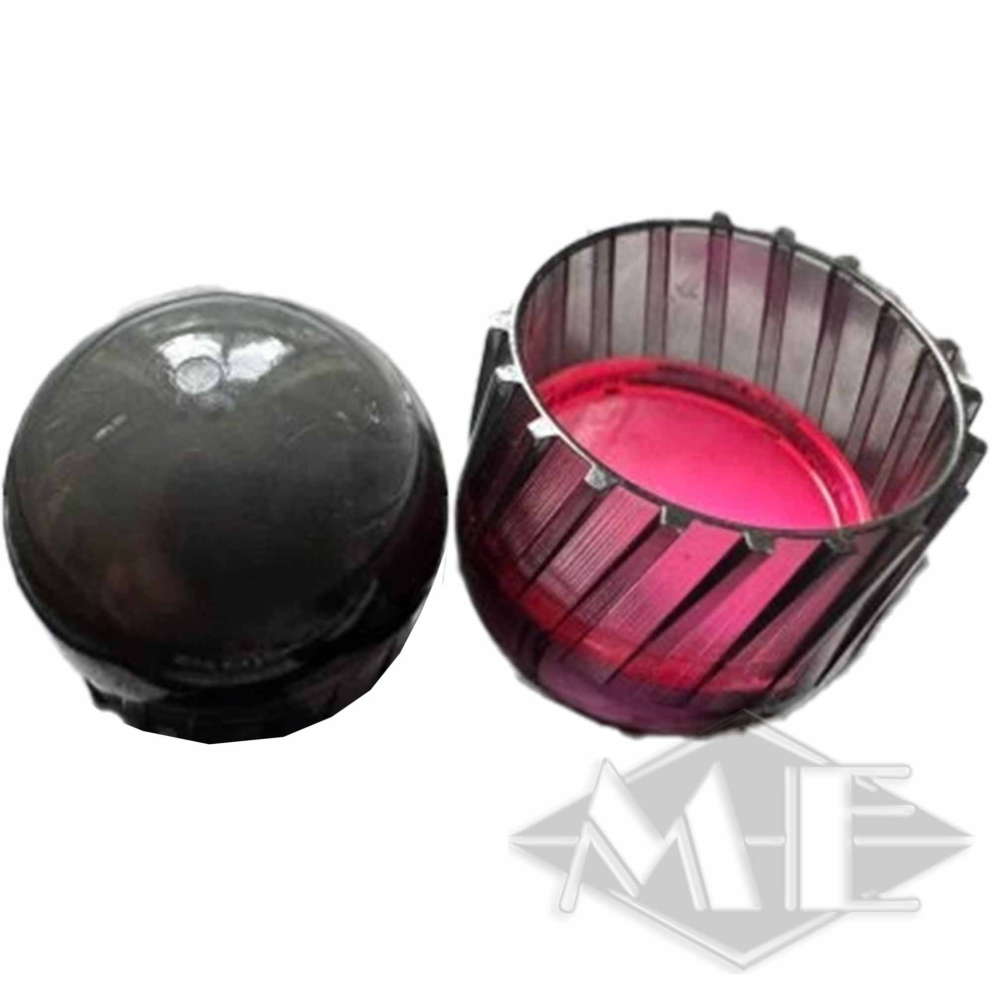 kugel, magenta container, pink lid, runde dose, glaskapsel