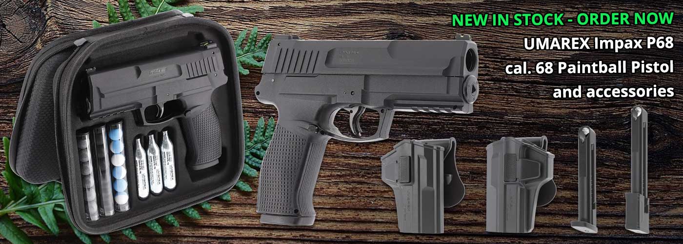 2026_Umarex_Impax__P68_EN_2 Paintballpistole, Kaliber 68, Magazin, Holster, Case, Paintball-Pistole, Kaliber 68, Glock-ähnlich, Pistolengurt, Waffenholster