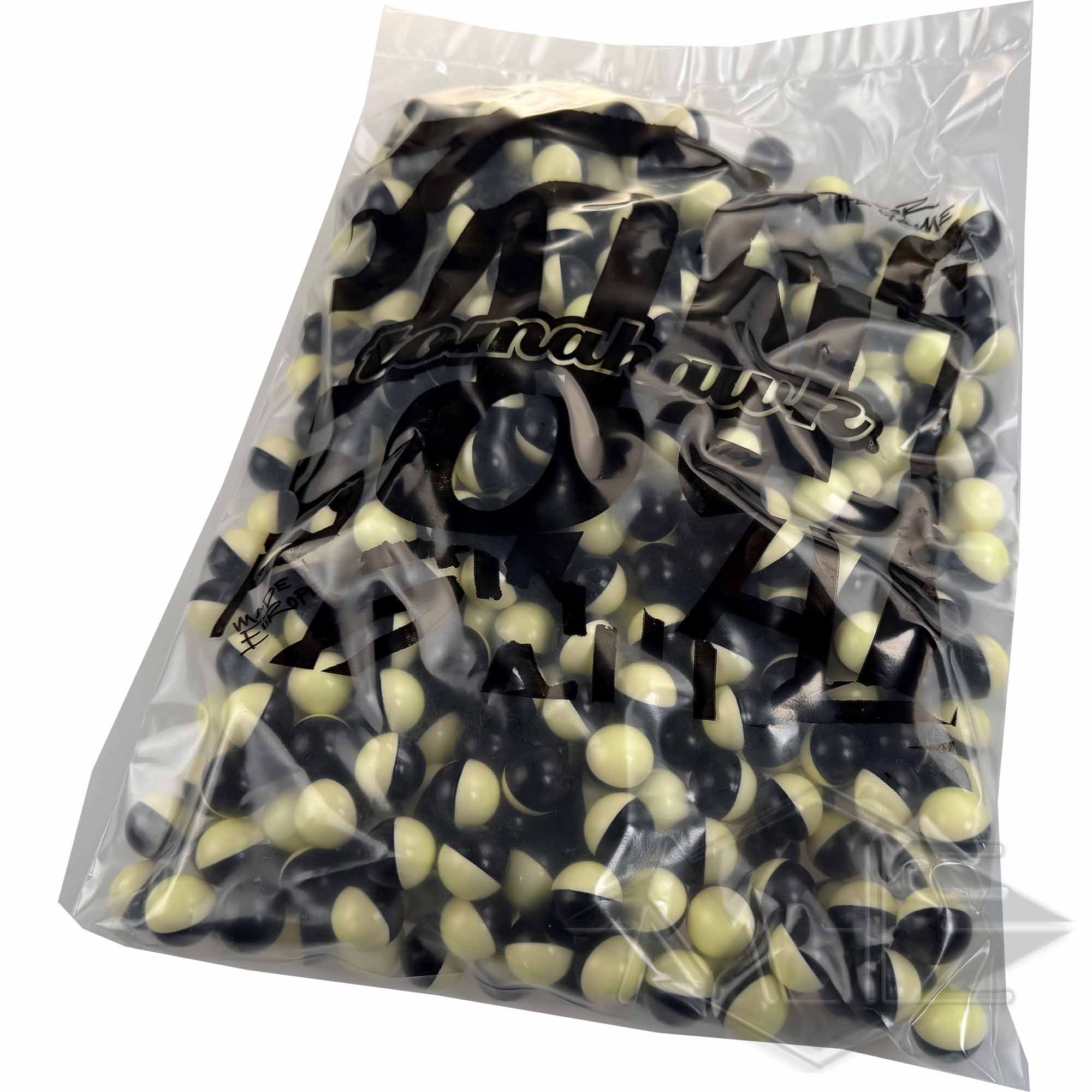 Tomahawk "MagFed Captain" Paintballs, 1000er Kiste Süßigkeiten, Schokoladen-Tröpfchen, Schwarz-Weiß, Beutel, Kühlware