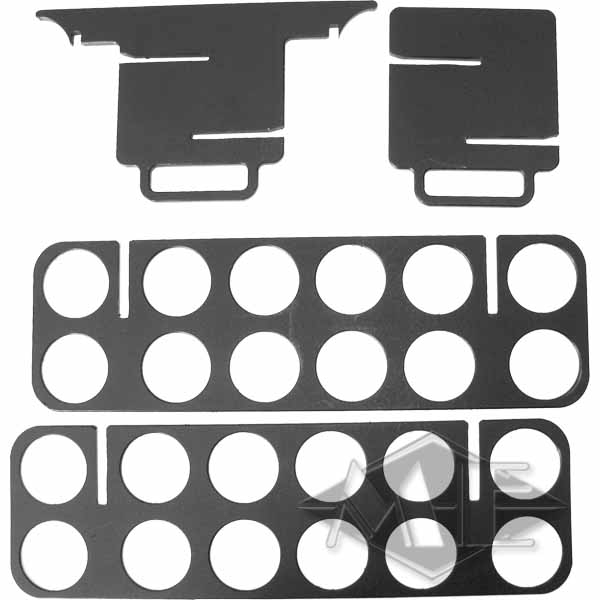 Guru Gun Stand, 12er Potständer adhesive label kit, gasket set, spacer sheets, cut-out shapes, silicone gasket