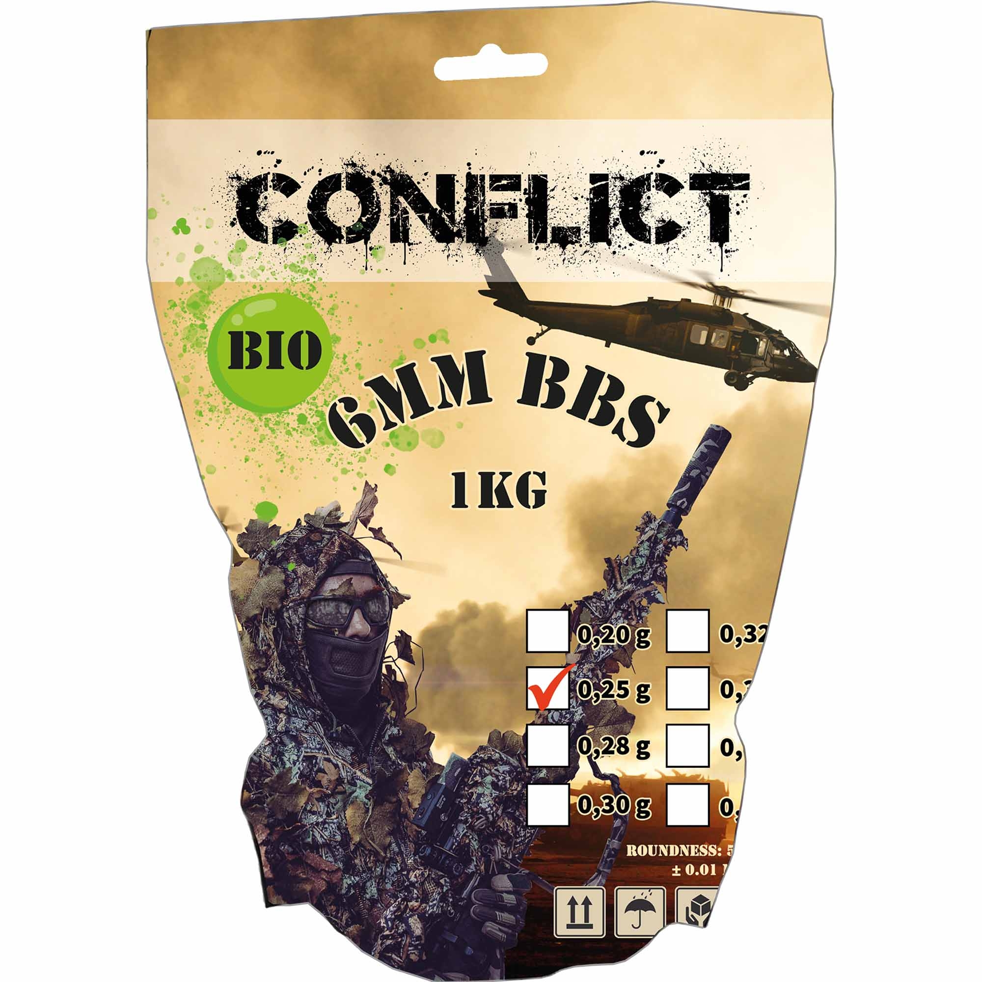 CONFLICT BIO BBs 6mm 0,25g 1kg Beutel CONFLICT BIO BBs 6mm 0,25g 1kg Beutel